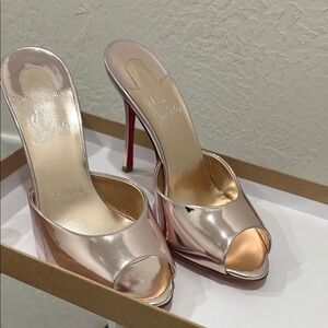 Size 37 Christian Louboutin Rose Gold Me Dolly 100